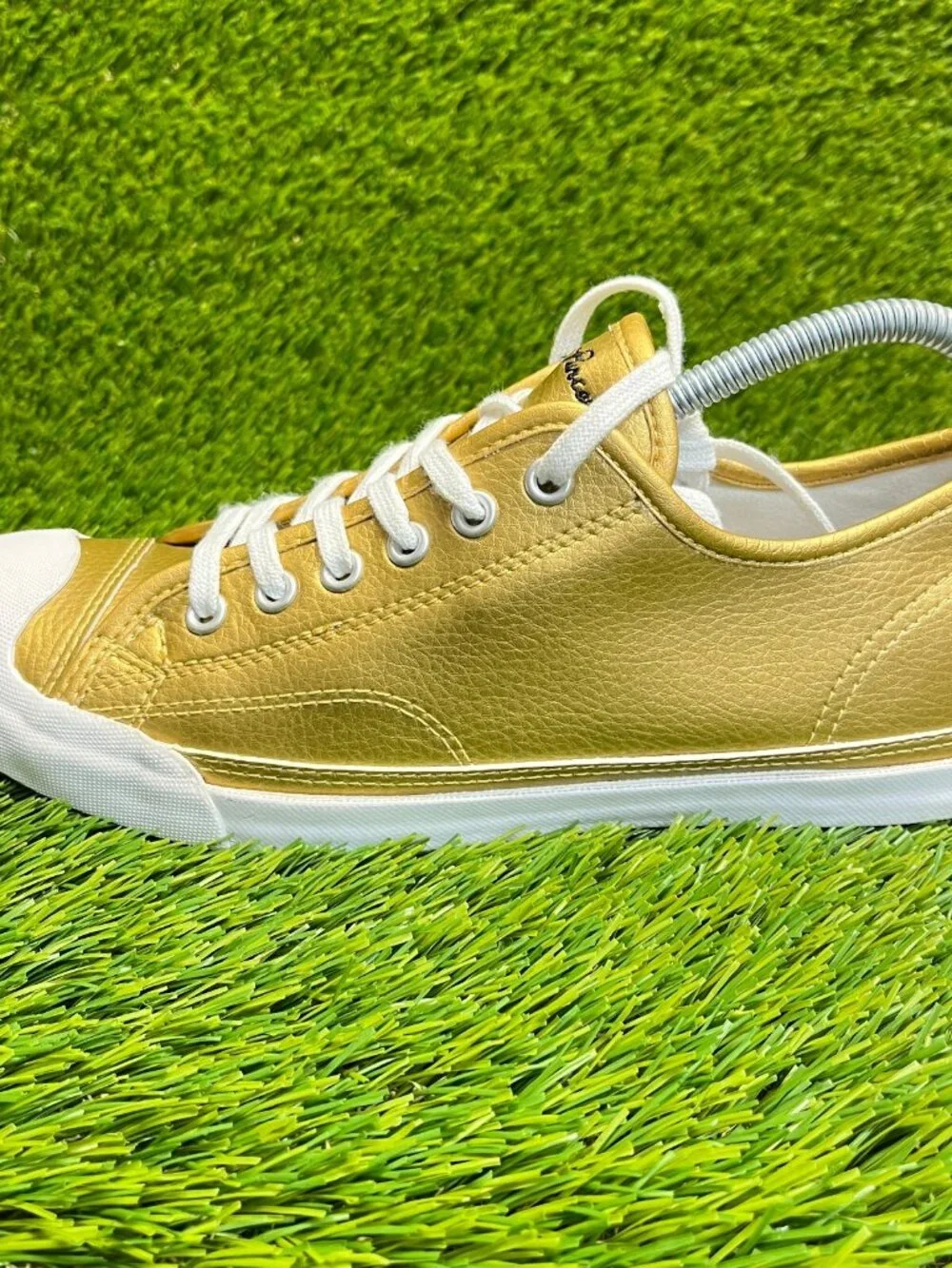 Converse Jack Purcell Womens Size 9 Gold White Athletic Leather Shoes Sneakers - Picture 3 of 10